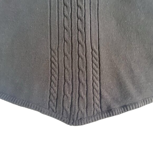 Vintage ESCIO Korean Knit Faded Black Cable Asymmetrical Collar Sweater Poncho - Picture 6 of 12